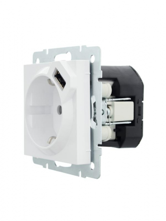 Розетка 1-м СП Vesna с заземл. с заряд. устройством USB механизм бел. LEZARD 742-0288-181 Розетка 1-м СП Vesna с заземл. с заряд. устройством USB механизм бел. LEZARD 742-0288-181