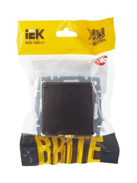 Розетка BRITE РСбш10-3-44-БрТБ 16А IP44 с заземл. защ. шторки с крышкой механизм бронза IEK BR-R16-16-44-K45