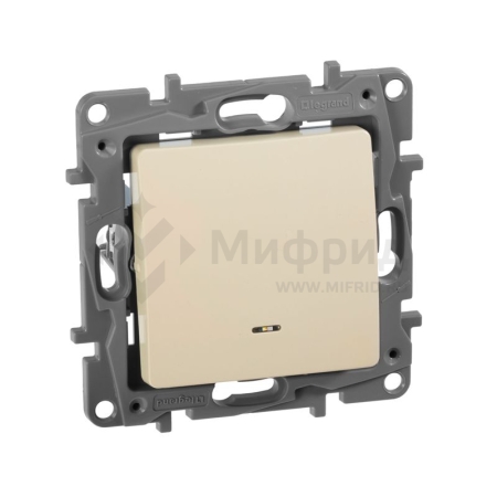 Переключатель 1-кл. СП Etika Plus 10А IP20 250В 10AX с подсветкой безвинтов. зажимы механизм сл. кость IEK 672315