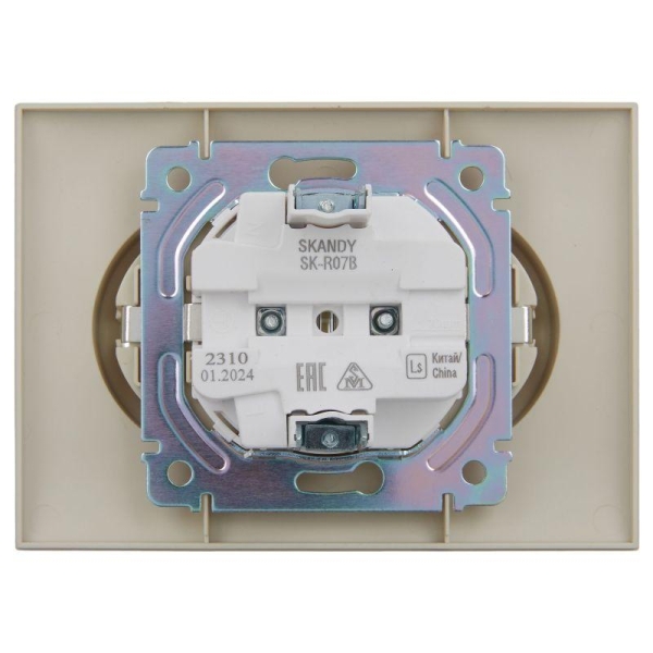 Розетка 2-м SKANDY 16А с заземл. защ. шторки в сборе SK-R07B беж. IEK SK-R24-16-K10-F