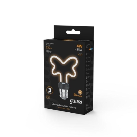 Лампа светодиодная филаментная Filament Artline 4Вт Butterfly матов. 2700К тепл. бел. Е27 330лм milky GAUSS 1001802104