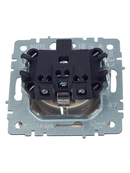 Розетка BRITE РС11-1-0-БрА 16А с заземл. без защ. шторки механизм алюм. IEK BR-R11-16-K47 Розетка BRITE РС11-1-0-БрА 16А с заземл. без защ. шторки механизм алюм. IEK BR-R11-16-K47