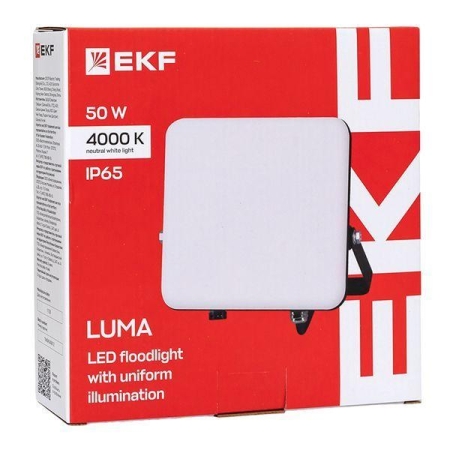 Прожектор светодиодный СДО-4004 50Вт 4000К IP65 с равномерной засветкой LUMA EKF FLL-4004-50-4000 Прожектор светодиодный СДО-4004 50Вт 4000К IP65 с равномерной засветкой LUMA EKF FLL-4004-50-4000