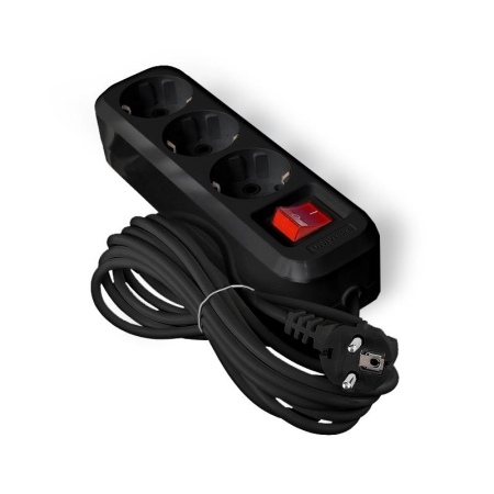 Удлинитель 3х5м с заземл. 16А IP20 S-303 ПВС 3х1 с выкл. черн. UNIVersal 2021 Удлинитель 3х5м с заземл. 16А IP20 S-303 ПВС 3х1 с выкл. черн. UNIVersal 2021