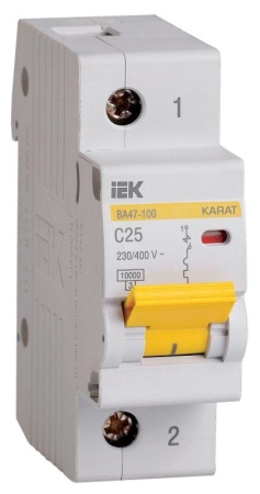 Выключатель автоматический модульный 1п C 25А 10кА ВА47-100 KARAT IEK MVA40-1-025-C Выключатель автоматический модульный 1п C 25А 10кА ВА47-100 KARAT IEK MVA40-1-025-C