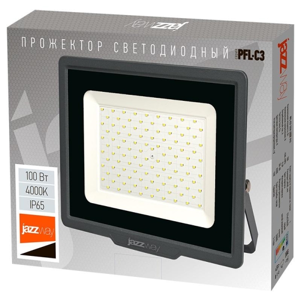 Прожектор светодиодный PFL-C3 100Вт 4000К IP65 ДО compact закален. прозр. стекло Pro JazzWay 5045705 Прожектор светодиодный PFL-C3 100Вт 4000К IP65 ДО compact закален. прозр. стекло Pro JazzWay 5045705