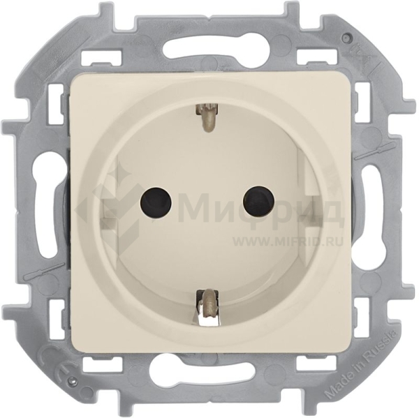 Розетка 1-м СП Inspiria 16А IP20 250В 2P+E защ. шторки немецк. стандарт механизм сл. кость IEK 673731