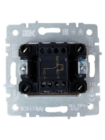 Выключатель проходной 1-кл. СП BRITE ВС10-1-7-БрЧ 10А с индик. механизм черн. IEK BR-V12-1-10-K02