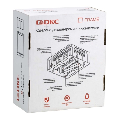 Щиток 8 мод. настенный FRAME с тонированной дверцей с 2 шинами PEN на 6 и 8 отв. бел. DKC F08W1WD