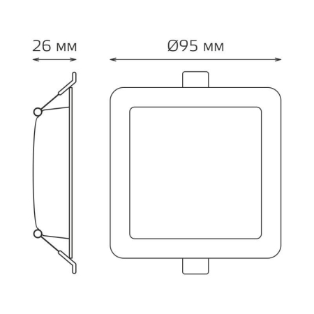 Светильник светодиодный Elementary Downlight 5.5Вт 4000К 460лм 170-260В IP20 95х26 квадрат монтаж бел. GAUSS 998420205 Светильник светодиодный Elementary Downlight 5.5Вт 4000К 460лм 170-260В IP20 95х26 квадрат монтаж бел. GAUSS 998420205