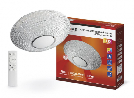 Светильник светодиодный COMFORT CRYSTAL 75Вт 230В 3000-6500К 6000лм 505х100мм с пультом ДУ IN HOME 4690612034782 Светильник светодиодный COMFORT CRYSTAL 75Вт 230В 3000-6500К 6000лм 505х100мм с пультом ДУ IN HOME 4690612034782