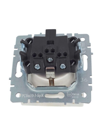 Розетка BRITE РСбш10-3-БрЖ 16А IP20 с заземл. защ. шторки с крышкой механизм жемчуж. IEK BR-R16-16-K36 Розетка BRITE РСбш10-3-БрЖ 16А IP20 с заземл. защ. шторки с крышкой механизм жемчуж. IEK BR-R16-16-K36