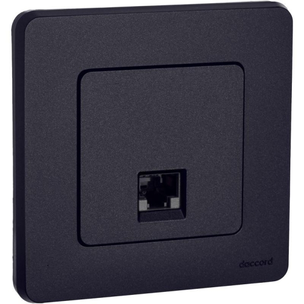 Розетка компьютерная Inspiria RJ45 кат.5E UTP антрацит IEK 673828 Розетка компьютерная Inspiria RJ45 кат.5E UTP антрацит IEK 673828