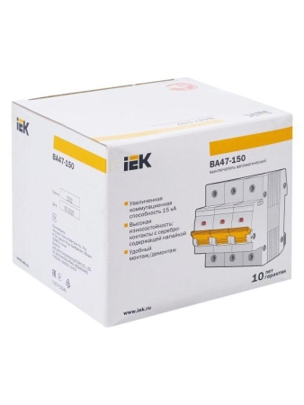 Выключатель автоматический модульный 3п D 125А 15кА ВА47-150 KARAT IEK MVA50-3-125-D Выключатель автоматический модульный 3п D 125А 15кА ВА47-150 KARAT IEK MVA50-3-125-D