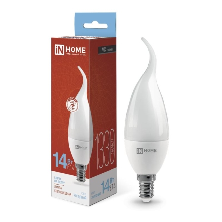 Лампа светодиодная LED-СВЕЧА НА ВЕТРУ-VC 14Вт 230В E14 6500К 1330лм IN HOME 4690612054384 Лампа светодиодная LED-СВЕЧА НА ВЕТРУ-VC 14Вт 230В E14 6500К 1330лм IN HOME 4690612054384