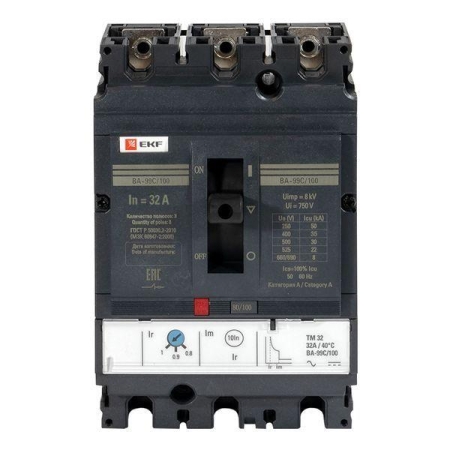 Выключатель автоматический 3п 100/32А 36кА ВА-99C Compact NS PROxima EKF mccb99C-100-32 Выключатель автоматический 3п 100/32А 36кА ВА-99C Compact NS PROxima EKF mccb99C-100-32