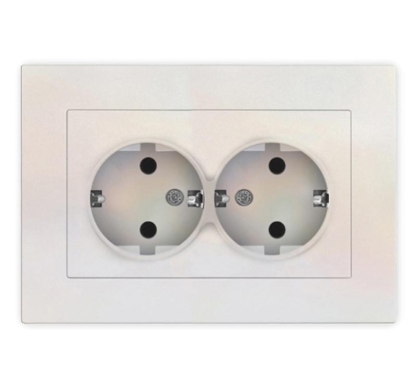 Розетка 2-м СП Афина 16А IP20 с заземл. в сборе жемчуж. Universal A0128-OBr