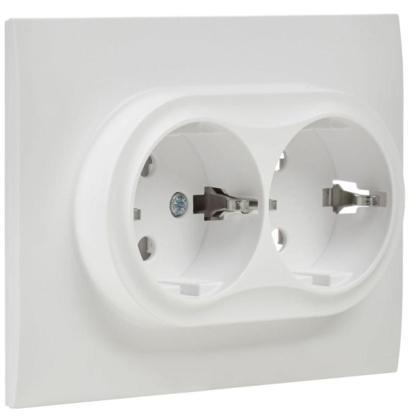 Розетка 2-м SKANDY 16А с заземл. без защ. шторок в сборе SK-R08W арктич. бел. IEK SK-R21-16-K01-F