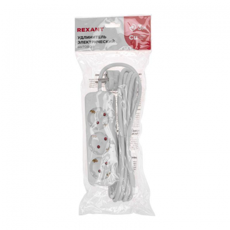 Удлинитель 3х3м с заземл. STANDARD 3х1кв.мм бел. Rexant 13-4010 Удлинитель 3х3м с заземл. STANDARD 3х1кв.мм бел. Rexant 13-4010