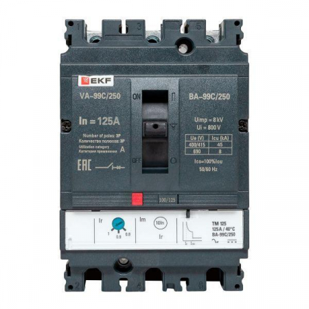 Выключатель автоматический 3п 250/125А 45кА ВА-99C Compact NS PROxima EKF mccb99C-250-125 Выключатель автоматический 3п 250/125А 45кА ВА-99C Compact NS PROxima EKF mccb99C-250-125