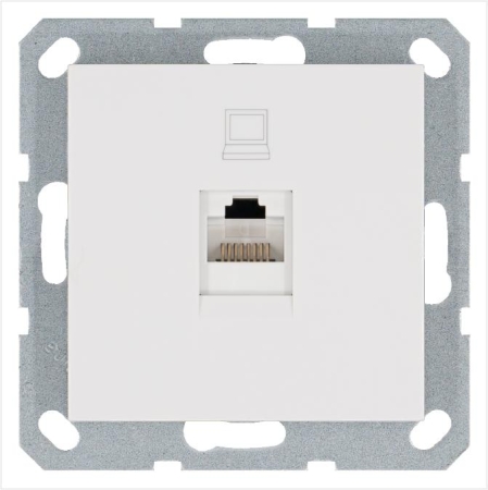 Розетка компьютерная 1-м RJ45 IP20 кат. 5E механизм бел. глянцевый Jasmart G6105W Розетка компьютерная 1-м RJ45 IP20 кат. 5E механизм бел. глянцевый Jasmart G6105W