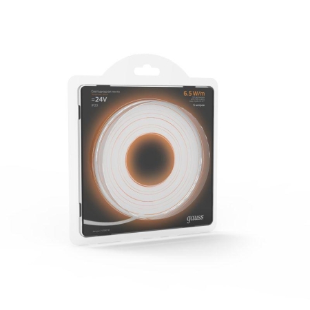 Лента светодиодная Black 2835/120-SMD 6.5Вт/м 3000К тепл. бел. IP20 600лм/м 24В (блист.5м) GAUSS 312000165
