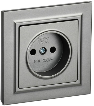 Розетка СП BRITE РСР10-1-0-БрС 10А в сборе без заземл. без защ. шторок сталь IEK BR-R10-10-K46-F Розетка СП BRITE РСР10-1-0-БрС 10А в сборе без заземл. без защ. шторок сталь IEK BR-R10-10-K46-F