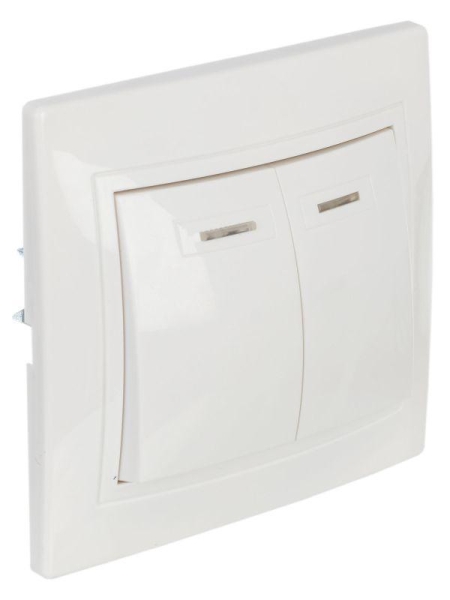 Выключатель 2-кл. СП Кварта 10А IP20 ВС10-2-1-КБ с индикацией бел. GENERICA EVK21-K01-10-DM