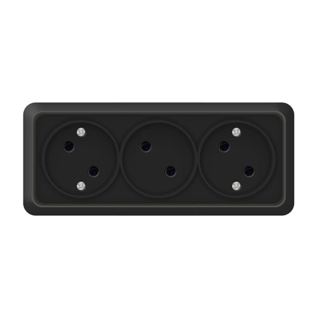 Розетка 3-м ОП Олимп 16А IP20 без заземл. черн. Universal 2217 Розетка 3-м ОП Олимп 16А IP20 без заземл. черн. Universal 2217