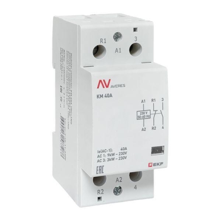 Контактор модульный КМ 40А 1NC+1NO 230В AC (2 мод.) AVERES EKF km-av-2-40-11-230V Контактор модульный КМ 40А 1NC+1NO 230В AC (2 мод.) AVERES EKF km-av-2-40-11-230V