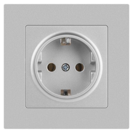 Розетка 1-м СП Accent 6-202-03 16А IP20 250В 2P+E Schuko алюм. Intro Б0063686 Розетка 1-м СП Accent 6-202-03 16А IP20 250В 2P+E Schuko алюм. Intro Б0063686