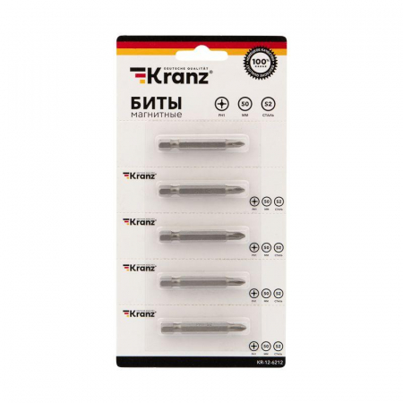 Бита PH1x50мм для шуруповерта сталь S2 (уп.5шт) (лента) Kranz KR-12-6212 Бита PH1x50мм для шуруповерта сталь S2 (уп.5шт) (лента) Kranz KR-12-6212
