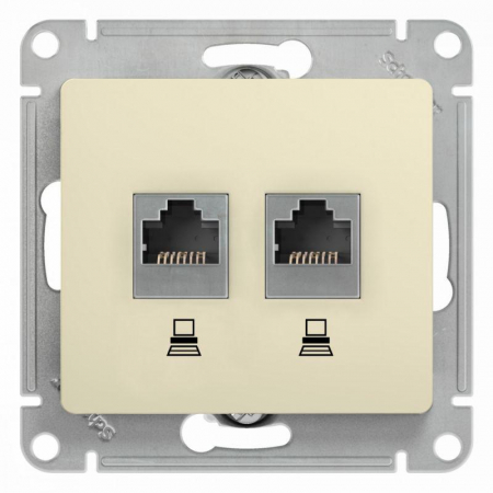 Розетка компьютерная 2-м Glossa RJ45 кат.5E механизм беж. SE GSL000285KK Розетка компьютерная 2-м Glossa RJ45 кат.5E механизм беж. SE GSL000285KK