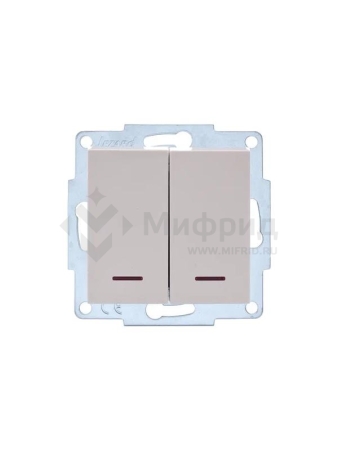 Выключатель 2-кл. 1п СП Vesna 10А IP20 с индикацией механизм крем. LEZARD 742-0388-112
