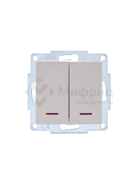 Выключатель 2-кл. 1п СП Vesna 10А IP20 с индикацией механизм крем. LEZARD 742-0388-112