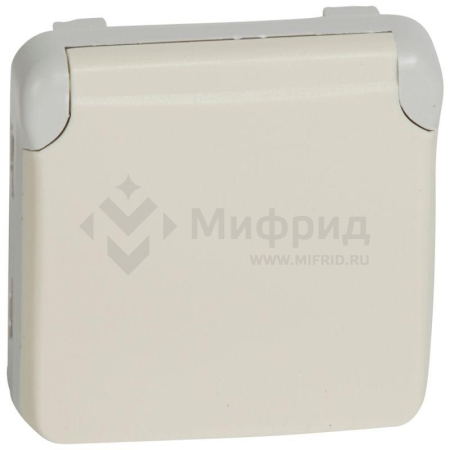 Розетка 1-м СП Plexo 16А IP55 2P+E с заземл. с крышкой немецк. стандарт винтов. клеммы механизм бел. Leg 069639