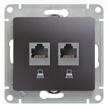 Розетка компьютерная 2-м Glossa RJ45 кат.5E механизм графит SE GSL001385KK Розетка компьютерная 2-м Glossa RJ45 кат.5E механизм графит SE GSL001385KK