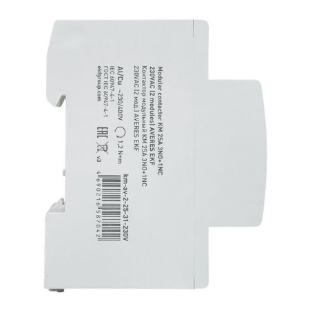Контактор модульный КМ 25А 3NO+1NC 230В AC (2 мод.) AVERES EKF km-av-2-25-31-230V Контактор модульный КМ 25А 3NO+1NC 230В AC (2 мод.) AVERES EKF km-av-2-25-31-230V