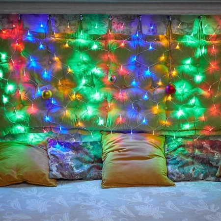 Гирлянда светодиодная "Сеть" 1х1.5м 96LED мультиколор 12Вт 220-240В IP20 с контроллером 8 режимов провод ПВХ прозр. Neon-Night 215-119-6 Гирлянда светодиодная "Сеть" 1х1.5м 96LED мультиколор 12Вт 220-240В IP20 с контроллером 8 режимов провод ПВХ прозр. Neon-Night 215-119-6