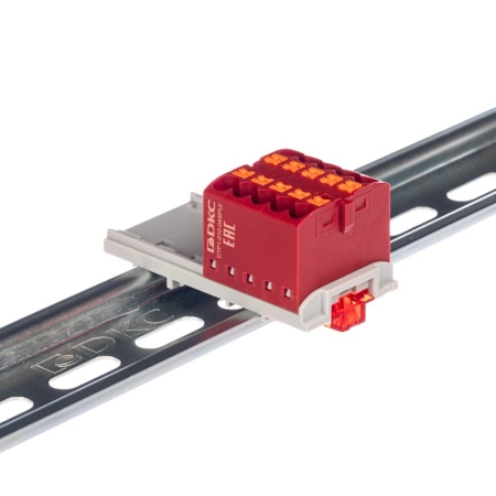 Блок распределительный зажим push-in 10 точек подключения 25кв.мм красн. DKC DTP1-010-04SPUR