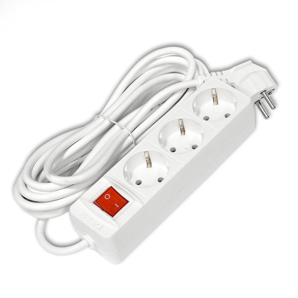 Удлинитель 3х5м с заземл. 16А IP20 3.5кВт ПВС 3х1 с выкл. бел. DOMTOK 2382 Удлинитель 3х5м с заземл. 16А IP20 3.5кВт ПВС 3х1 с выкл. бел. DOMTOK 2382
