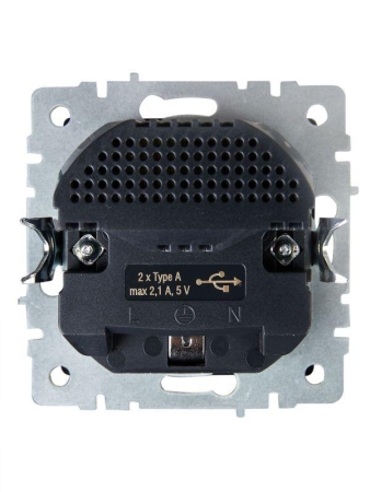 Розетка BRITE РЮш10-1-БрГ 16А с USB A+A 2.1А с заземл. защ. шторки механизм графит IEK BR-R14-16-U21-D21-K53 Розетка BRITE РЮш10-1-БрГ 16А с USB A+A 2.1А с заземл. защ. шторки механизм графит IEK BR-R14-16-U21-D21-K53