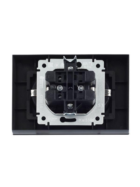 Розетка 2-м СП BRITE РСш12-3-БрГ 16А в сборе с заземл. защ. шторки графит IEK BR-R24-16-K53-F