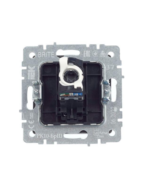 Розетка компьютерная СП RJ45 кат.5E BRITE РК10-БрШ механизм шампань IEK BR-K10-1-K37 Розетка компьютерная СП RJ45 кат.5E BRITE РК10-БрШ механизм шампань IEK BR-K10-1-K37