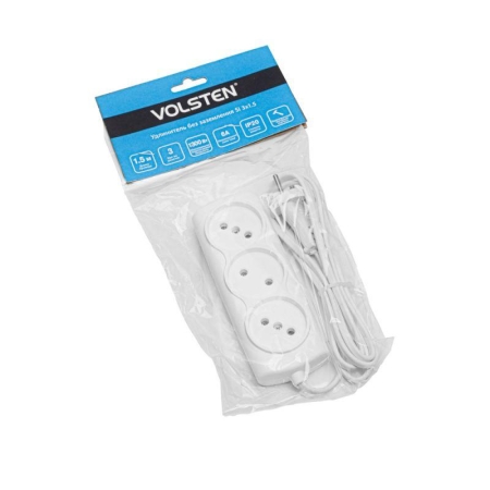 Удлинитель 3х1.5 6А 6А 1300Вт ШВВП2х0.75 модель Р16-010 Si Volsten 13583 Удлинитель 3х1.5 6А 6А 1300Вт ШВВП2х0.75 модель Р16-010 Si Volsten 13583