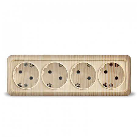 Розетка 4-м ОП Олимп с заземл. сосна UNIVersal 1175 Розетка 4-м ОП Олимп с заземл. сосна UNIVersal 1175