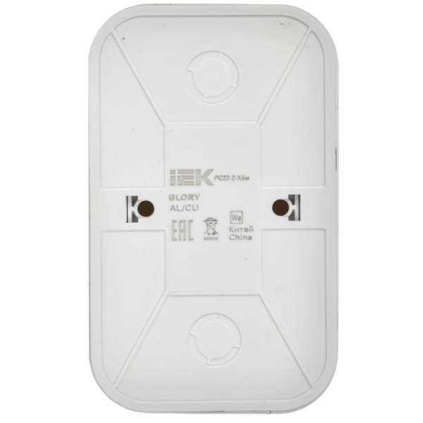 Розетка 2-м ОП GLORY РС22-2-ХБм 10А без заземл. без защ. шторок бел. матов. IEK ERH20-K01M-10