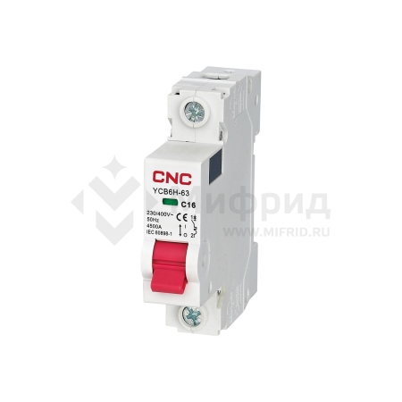 Выключатель автоматический модульный CNC Electric YCB6H-63 16А 1P 4,5кА C 
