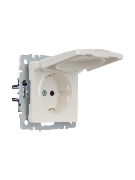 Розетка BRITE РСбш10-3-БрЖ 16А IP20 с заземл. защ. шторки с крышкой механизм жемчуж. IEK BR-R16-16-K36
