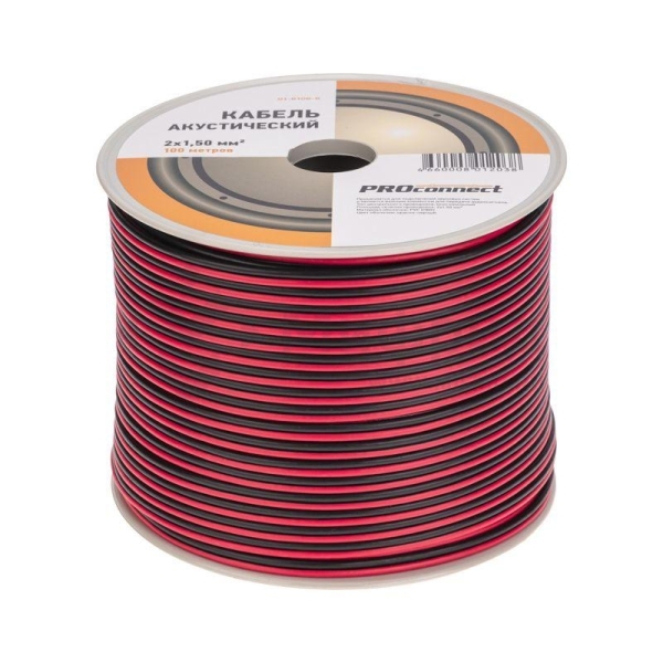 Кабель Stereo 2х1.5 красн./черн. бухта (м) PROCONNECT 01-6106-6